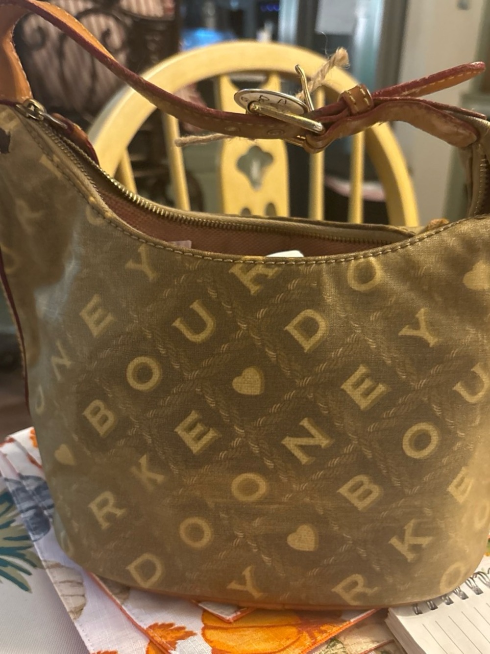 Dooney and Bourke Tan Monogram Hobo Bag-mini